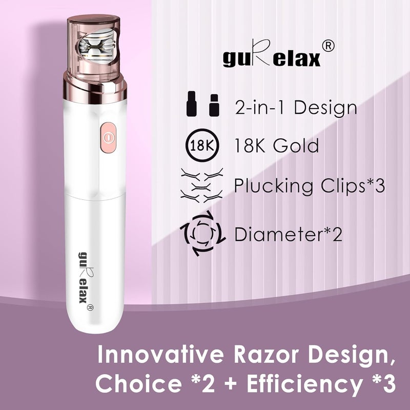 gurelax Hair Removal Epilator for Women, Facial Epilator Hair Remover, Plucker for Face, Lip, 2-in-1 Epilation System, All Ages and Skin Types,with Brush, Pouch - Image 4